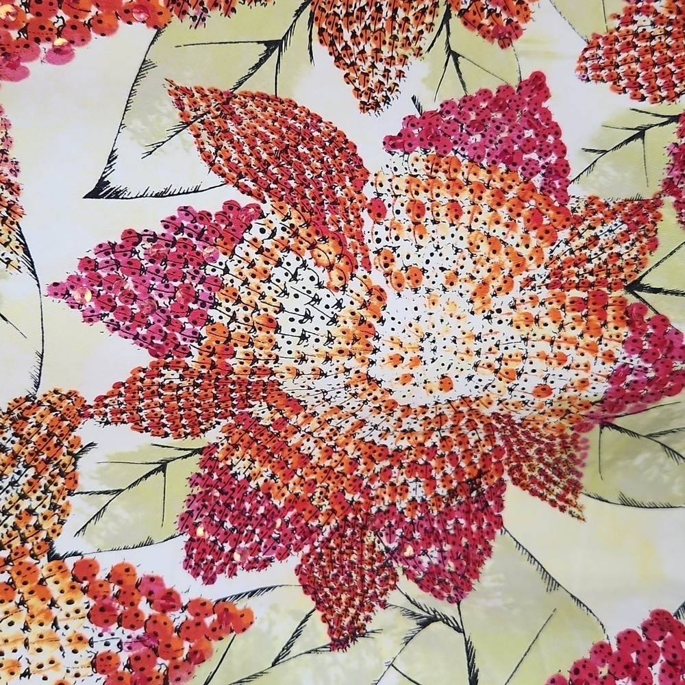 Chico’s Jacket Blazer Art To Wear Womens Sz 3 XL 16 Orange Pink Sequins Ladybugs - Picture 10 of 16